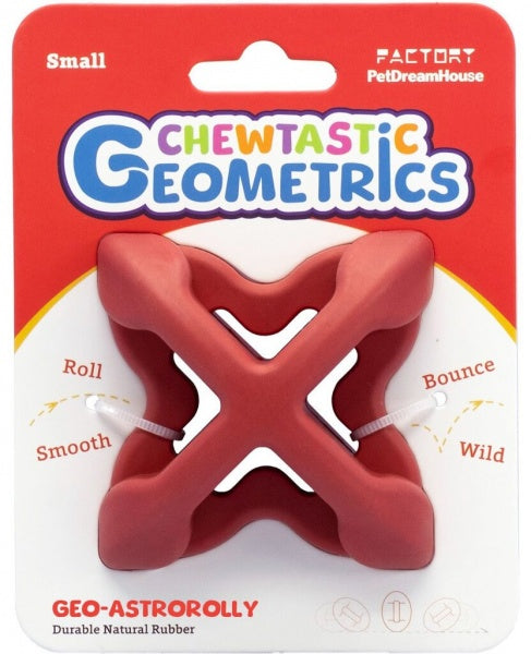 Petdreamhouse Chewtastic Geo-AstroRolly Toiduga Täidetav Mänguasi Koerale, Punane
