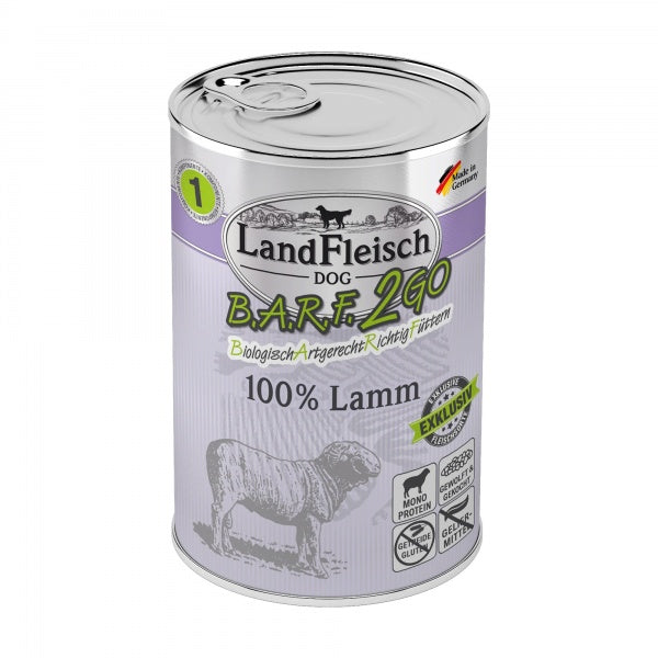Landfleisch BARF2GO Koerakonserv 100% Lambalihaga (Lamm) 400g