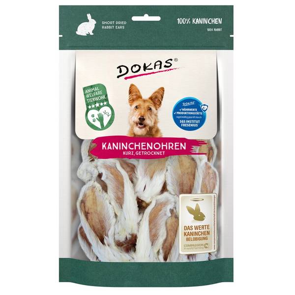 Dokas Maius Koerale - Kuivatatud Küülikukõrvad Karvaga 100g