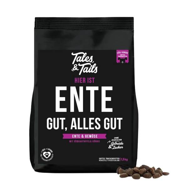 Tales and Tails Pehme Kuivtoit Täiskasvanud Koertele (70% Pardiliha) 4kg