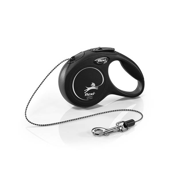 Flexi XS New Classic Jalutusrihm Kassile, Must Nöör 3m - 8kg