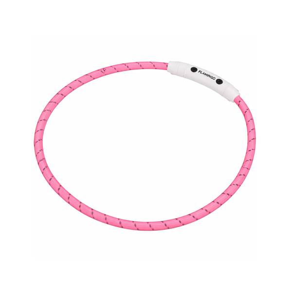 Flamingo LED Vilkuv Kaelarihm Koerale "Visio Nylon", Roosa 33-63,5cm