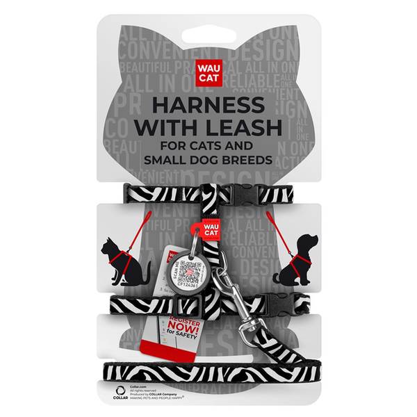 WAUCAT Nailonist Traksid Kassile / Väikesele Koerale Jalutusrihma ja QR-passiga Zebra, 10 mm