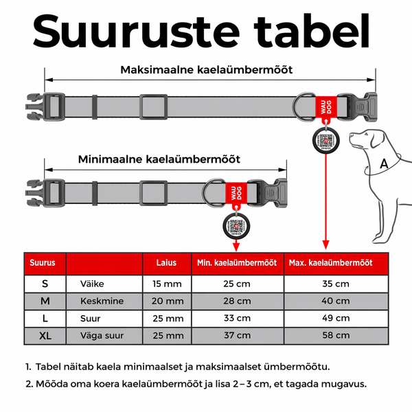 WAUDOG Nailonist Kaelarihm Koerale QR-passiga Summer, 20mm x 28-40cm – pilt 5